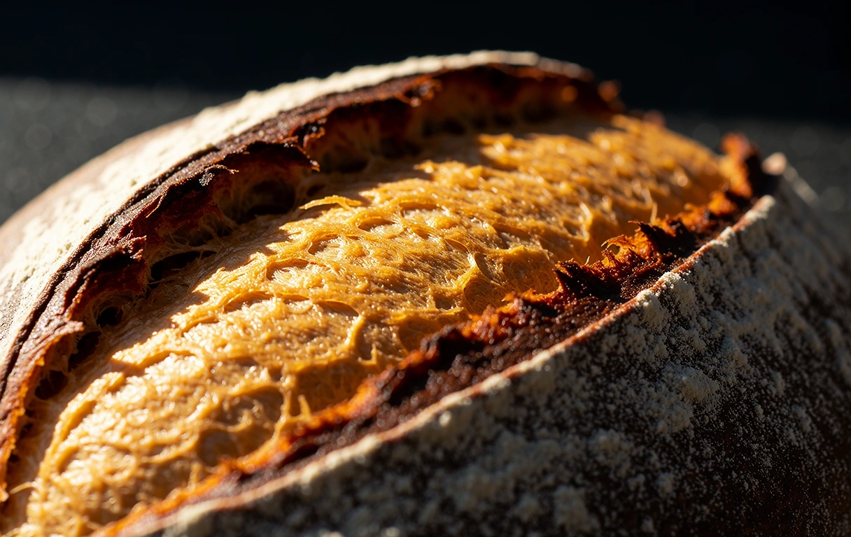 Makroaufnahme einer Sauerteigkruste